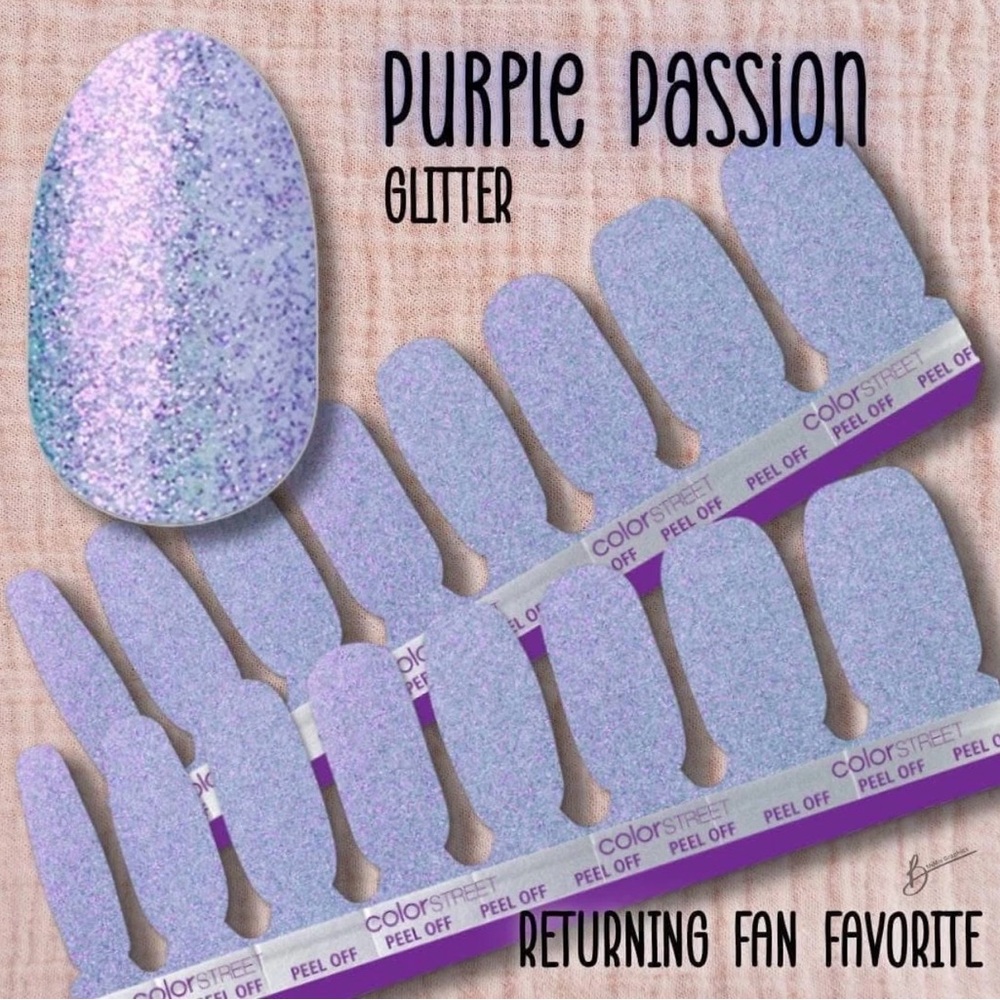 Color Street Purple Passion Glitter Press-On Nails - Lavender Purple Sparkle